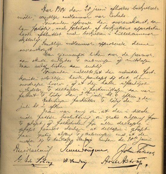 Referat fra møte i bestyrelsen 20. juni 1904