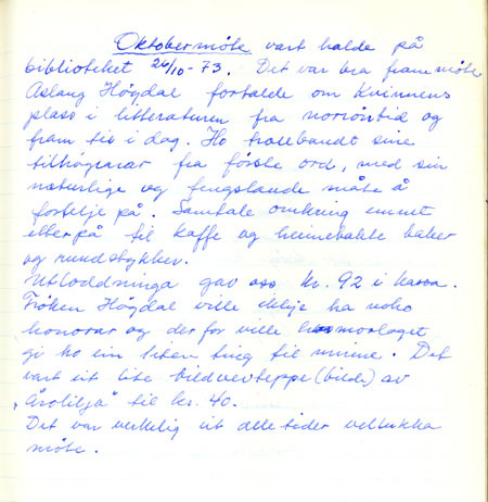 Side fra Lagsmøteprotokoll 1962-1979 for Vinstra Husmorlag