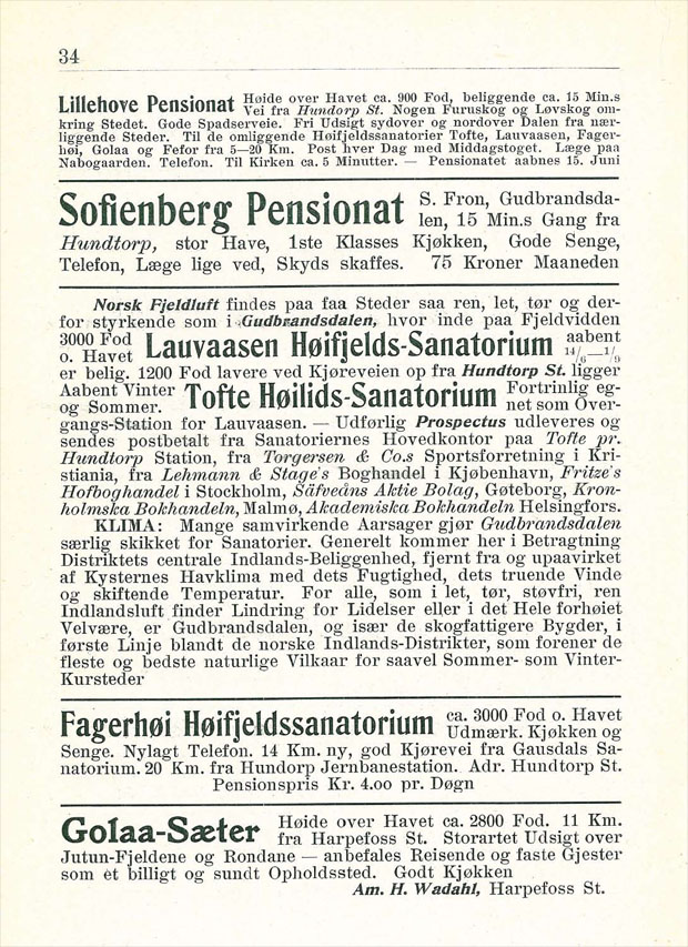 Veiledning for sommergjæster og turister. Gudbrandsdalens Turistforening, (1903?)