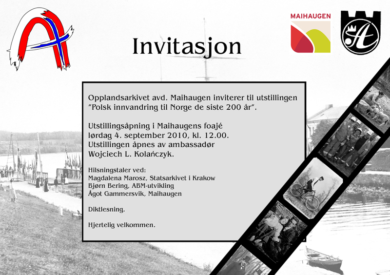 Zaproszenie na otwarcie wystawy w Lillehammer